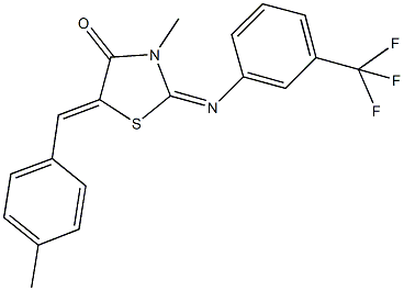 3-methyl-5-(4-methylbenzylidene)-2-{[3-(trifluoromethyl)phenyl]imino}-1,3-thiazolidin-4-one Struktur