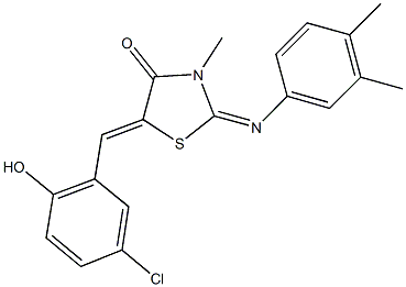 5-(5-chloro-2-hydroxybenzylidene)-2-[(3,4-dimethylphenyl)imino]-3-methyl-1,3-thiazolidin-4-one Struktur