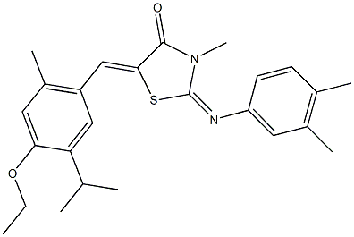 2-[(3,4-dimethylphenyl)imino]-5-(4-ethoxy-5-isopropyl-2-methylbenzylidene)-3-methyl-1,3-thiazolidin-4-one Struktur