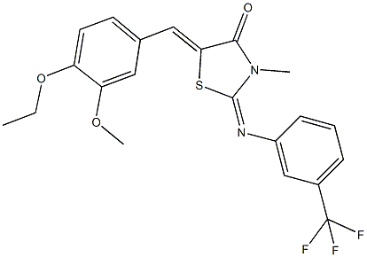 5-(4-ethoxy-3-methoxybenzylidene)-3-methyl-2-{[3-(trifluoromethyl)phenyl]imino}-1,3-thiazolidin-4-one Struktur