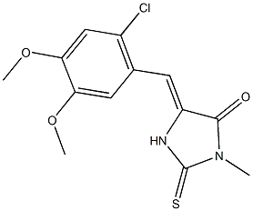 5-(2-chloro-4,5-dimethoxybenzylidene)-3-methyl-2-thioxo-4-imidazolidinone Struktur