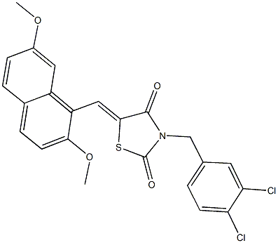 3-(3,4-dichlorobenzyl)-5-[(2,7-dimethoxy-1-naphthyl)methylene]-1,3-thiazolidine-2,4-dione Struktur