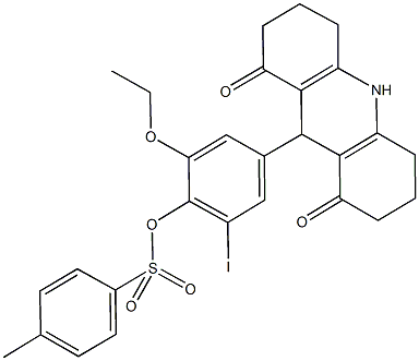 4-(1,8-dioxo-1,2,3,4,5,6,7,8,9,10-decahydro-9-acridinyl)-2-ethoxy-6-iodophenyl 4-methylbenzenesulfonate Struktur