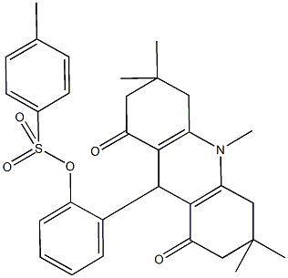 2-(3,3,6,6,10-pentamethyl-1,8-dioxo-1,2,3,4,5,6,7,8,9,10-decahydro-9-acridinyl)phenyl 4-methylbenzenesulfonate Struktur