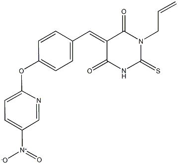 1-allyl-5-[4-({5-nitropyridin-2-yl}oxy)benzylidene]-2-thioxodihydropyrimidine-4,6(1H,5H)-dione Struktur