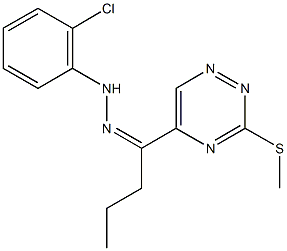 1-[3-(methylsulfanyl)-1,2,4-triazin-5-yl]-1-butanone (2-chlorophenyl)hydrazone Struktur