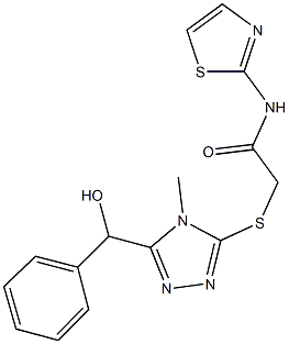 2-({5-[hydroxy(phenyl)methyl]-4-methyl-4H-1,2,4-triazol-3-yl}sulfanyl)-N-(1,3-thiazol-2-yl)acetamide Struktur