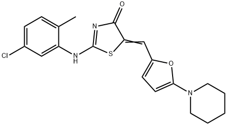 2-[(5-chloro-2-methylphenyl)imino]-5-{[5-(1-piperidinyl)-2-furyl]methylene}-1,3-thiazolidin-4-one Struktur