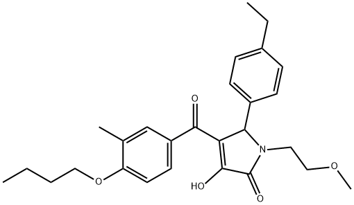 4-(4-butoxy-3-methylbenzoyl)-5-(4-ethylphenyl)-3-hydroxy-1-(2-methoxyethyl)-1,5-dihydro-2H-pyrrol-2-one Struktur