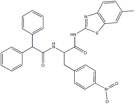 2-[(diphenylacetyl)amino]-3-{4-nitrophenyl}-N-(6-methyl-1,3-benzothiazol-2-yl)propanamide Struktur