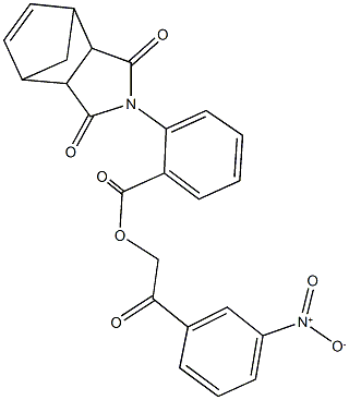 2-{3-nitrophenyl}-2-oxoethyl 2-(3,5-dioxo-4-azatricyclo[5.2.1.0~2,6~]dec-8-en-4-yl)benzoate Struktur