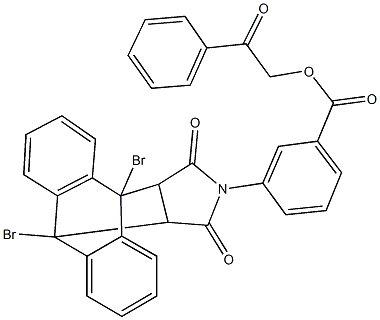 2-oxo-2-phenylethyl 3-(1,8-dibromo-16,18-dioxo-17-azapentacyclo[6.6.5.0~2,7~.0~9,14~.0~15,19~]nonadeca-2,4,6,9,11,13-hexaen-17-yl)benzoate Struktur