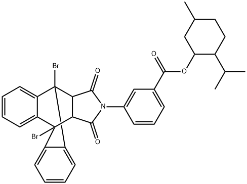 2-isopropyl-5-methylcyclohexyl 3-(1,8-dibromo-16,18-dioxo-17-azapentacyclo[6.6.5.0~2,7~.0~9,14~.0~15,19~]nonadeca-2,4,6,9,11,13-hexaen-17-yl)benzoate Struktur