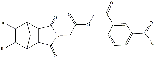 2-{3-nitrophenyl}-2-oxoethyl (8,9-dibromo-3,5-dioxo-4-azatricyclo[5.2.1.0~2,6~]dec-4-yl)acetate Struktur