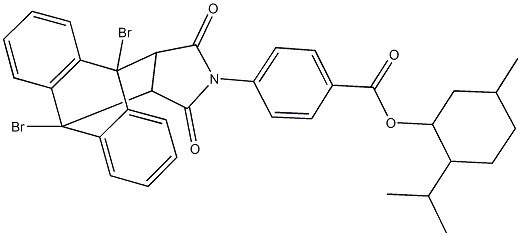 2-isopropyl-5-methylcyclohexyl 4-(1,8-dibromo-16,18-dioxo-17-azapentacyclo[6.6.5.0~2,7~.0~9,14~.0~15,19~]nonadeca-2,4,6,9,11,13-hexaen-17-yl)benzoate Struktur