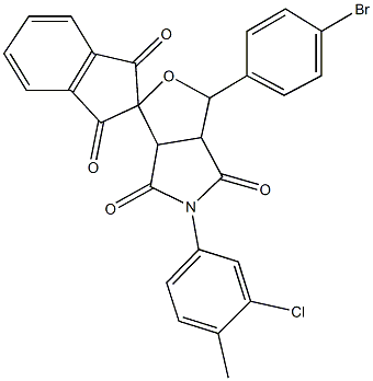 3-(4-bromophenyl)-5-(3-chloro-4-methylphenyl)-4,6-dioxohexahydrospiro(1H-furo[3,4-c]pyrrole-1,2'-[1,3]-dioxoindane) Struktur