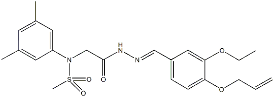 N-(2-{2-[4-(allyloxy)-3-ethoxybenzylidene]hydrazino}-2-oxoethyl)-N-(3,5-dimethylphenyl)methanesulfonamide Struktur