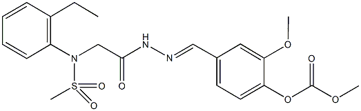 4-(2-{[2-ethyl(methylsulfonyl)anilino]acetyl}carbohydrazonoyl)-2-methoxyphenyl methyl carbonate Struktur