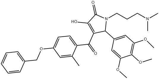 4-[4-(benzyloxy)-2-methylbenzoyl]-1-[3-(dimethylamino)propyl]-3-hydroxy-5-(3,4,5-trimethoxyphenyl)-1,5-dihydro-2H-pyrrol-2-one Struktur