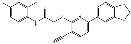 2-{[6-(1,3-benzodioxol-5-yl)-3-cyanopyridin-2-yl]sulfanyl}-N-(4-fluoro-2-methylphenyl)acetamide Struktur