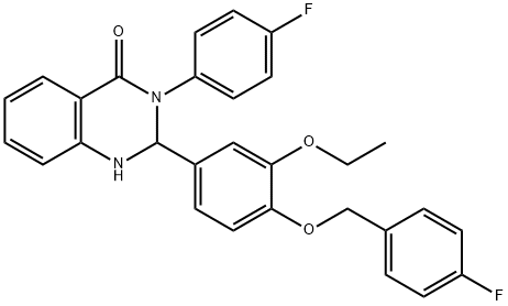 2-{3-ethoxy-4-[(4-fluorobenzyl)oxy]phenyl}-3-(4-fluorophenyl)-2,3-dihydro-4(1H)-quinazolinone Struktur