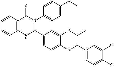 2-{4-[(3,4-dichlorobenzyl)oxy]-3-ethoxyphenyl}-3-(4-ethylphenyl)-2,3-dihydro-4(1H)-quinazolinone Struktur