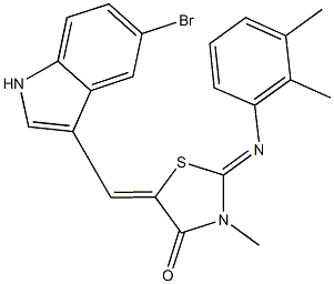 5-[(5-bromo-1H-indol-3-yl)methylene]-2-[(2,3-dimethylphenyl)imino]-3-methyl-1,3-thiazolidin-4-one Struktur