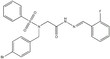 N-(4-bromobenzyl)-N-{2-[2-(2-fluorobenzylidene)hydrazino]-2-oxoethyl}benzenesulfonamide Struktur