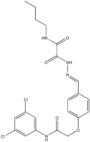 N-butyl-2-(2-{4-[2-(3,5-dichloroanilino)-2-oxoethoxy]benzylidene}hydrazino)-2-oxoacetamide Struktur