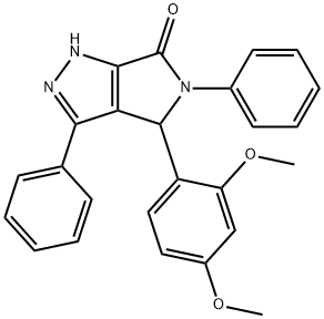 4-(2,4-dimethoxyphenyl)-3,5-diphenyl-4,5-dihydropyrrolo[3,4-c]pyrazol-6(1H)-one Struktur