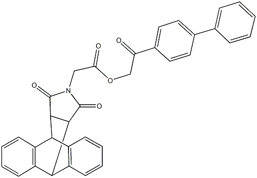 2-[1,1'-biphenyl]-4-yl-2-oxoethyl (16,18-dioxo-17-azapentacyclo[6.6.5.0~2,7~.0~9,14~.0~15,19~]nonadeca-2,4,6,9,11,13-hexaen-17-yl)acetate Struktur