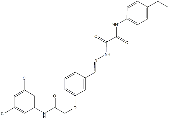 2-(2-{3-[2-(3,5-dichloroanilino)-2-oxoethoxy]benzylidene}hydrazino)-N-(4-ethylphenyl)-2-oxoacetamide Struktur