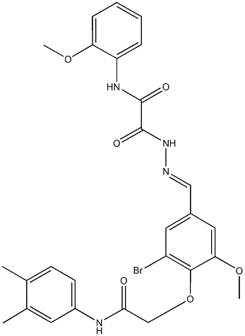 2-(2-{3-bromo-4-[2-(3,4-dimethylanilino)-2-oxoethoxy]-5-methoxybenzylidene}hydrazino)-N-(2-methoxyphenyl)-2-oxoacetamide Struktur