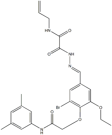 N-allyl-2-(2-{3-bromo-4-[2-(3,5-dimethylanilino)-2-oxoethoxy]-5-ethoxybenzylidene}hydrazino)-2-oxoacetamide Struktur