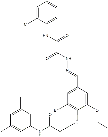 2-(2-{3-bromo-4-[2-(3,5-dimethylanilino)-2-oxoethoxy]-5-ethoxybenzylidene}hydrazino)-N-(2-chlorophenyl)-2-oxoacetamide Struktur