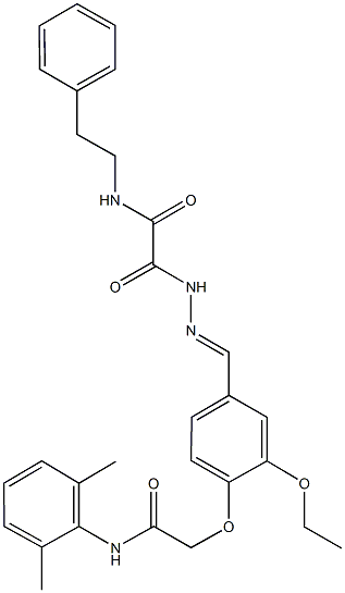 2-(2-{4-[2-(2,6-dimethylanilino)-2-oxoethoxy]-3-ethoxybenzylidene}hydrazino)-2-oxo-N-(2-phenylethyl)acetamide Struktur