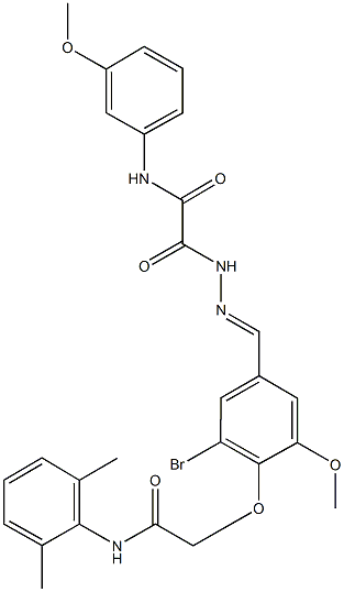 2-(2-{3-bromo-4-[2-(2,6-dimethylanilino)-2-oxoethoxy]-5-methoxybenzylidene}hydrazino)-N-(3-methoxyphenyl)-2-oxoacetamide Struktur