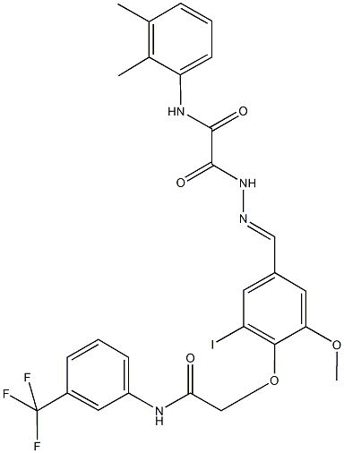 N-(2,3-dimethylphenyl)-2-[2-(3-iodo-5-methoxy-4-{2-oxo-2-[3-(trifluoromethyl)anilino]ethoxy}benzylidene)hydrazino]-2-oxoacetamide Struktur