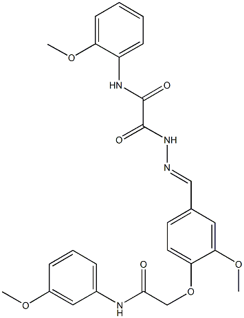 2-(2-{3-methoxy-4-[2-(3-methoxyanilino)-2-oxoethoxy]benzylidene}hydrazino)-N-(2-methoxyphenyl)-2-oxoacetamide Struktur