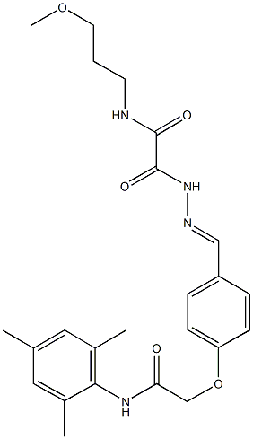 2-(2-{4-[2-(mesitylamino)-2-oxoethoxy]benzylidene}hydrazino)-N-(3-methoxypropyl)-2-oxoacetamide Struktur