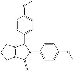 2,3-bis(4-methoxyphenyl)tetrahydro-1H,5H-pyrazolo[1,2-a][1,2,4]triazole-1-thione Struktur