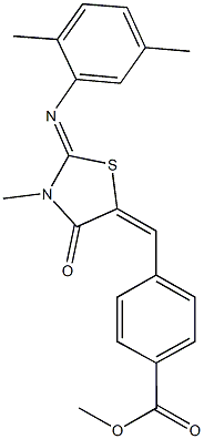 methyl 4-({2-[(2,5-dimethylphenyl)imino]-3-methyl-4-oxo-1,3-thiazolidin-5-ylidene}methyl)benzoate Struktur