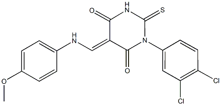 1-(3,4-dichlorophenyl)-5-[(4-methoxyanilino)methylene]-2-thioxodihydro-4,6(1H,5H)-pyrimidinedione Struktur