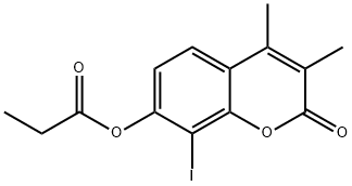 8-iodo-3,4-dimethyl-2-oxo-2H-chromen-7-yl propionate Struktur