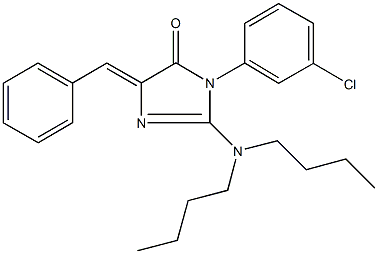 5-benzylidene-3-(3-chlorophenyl)-2-(dibutylamino)-3,5-dihydro-4H-imidazol-4-one Struktur