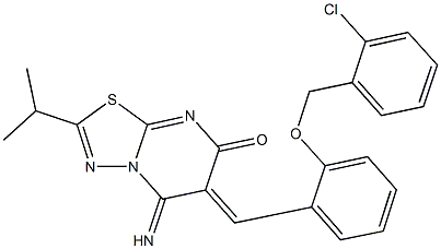 6-{2-[(2-chlorobenzyl)oxy]benzylidene}-5-imino-2-isopropyl-5,6-dihydro-7H-[1,3,4]thiadiazolo[3,2-a]pyrimidin-7-one Struktur