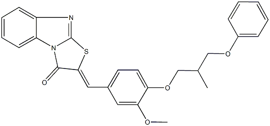 2-[3-methoxy-4-(2-methyl-3-phenoxypropoxy)benzylidene][1,3]thiazolo[3,2-a]benzimidazol-3(2H)-one Struktur