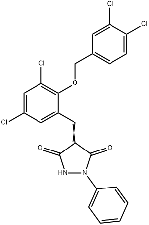 4-{3,5-dichloro-2-[(3,4-dichlorobenzyl)oxy]benzylidene}-1-phenyl-3,5-pyrazolidinedione Struktur