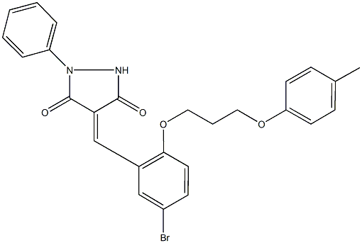 4-{5-bromo-2-[3-(4-methylphenoxy)propoxy]benzylidene}-1-phenyl-3,5-pyrazolidinedione Struktur