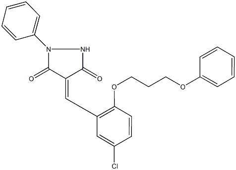 4-[5-chloro-2-(3-phenoxypropoxy)benzylidene]-1-phenyl-3,5-pyrazolidinedione Struktur